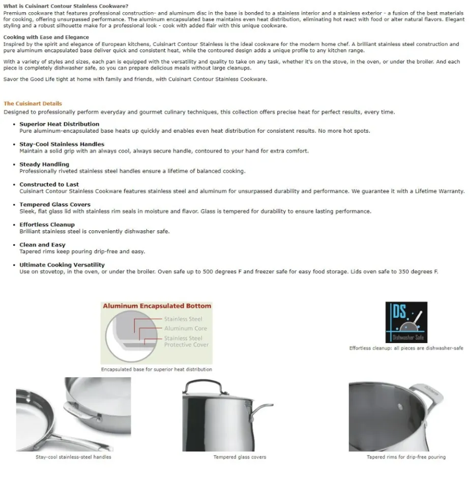  Cuisinart 4193-20 Contour Stainless 3-Quart Saucepan with Glass  Cover: Cuisinart Pans: Home & Kitchen