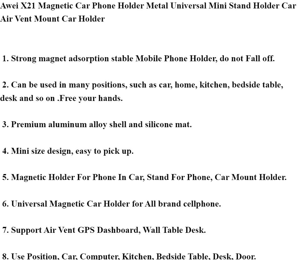 Magnetic Car Holder for AWEI Ventilation Grille (X21) black