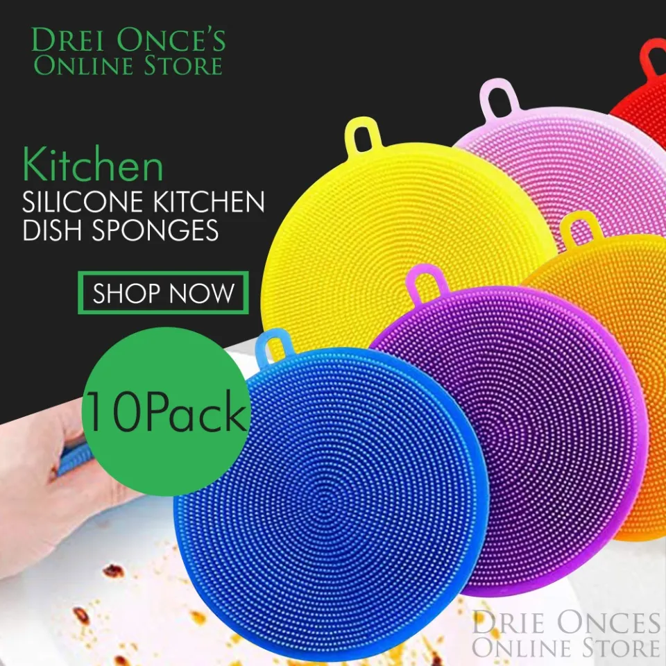 Silicone Sponge Dish Washing Kitchen Scrubber - Magic Food-Grade Dishes  Multipurpose Better Sponges Non Stick Cleaning Smart Kitchen Gadgets Brush