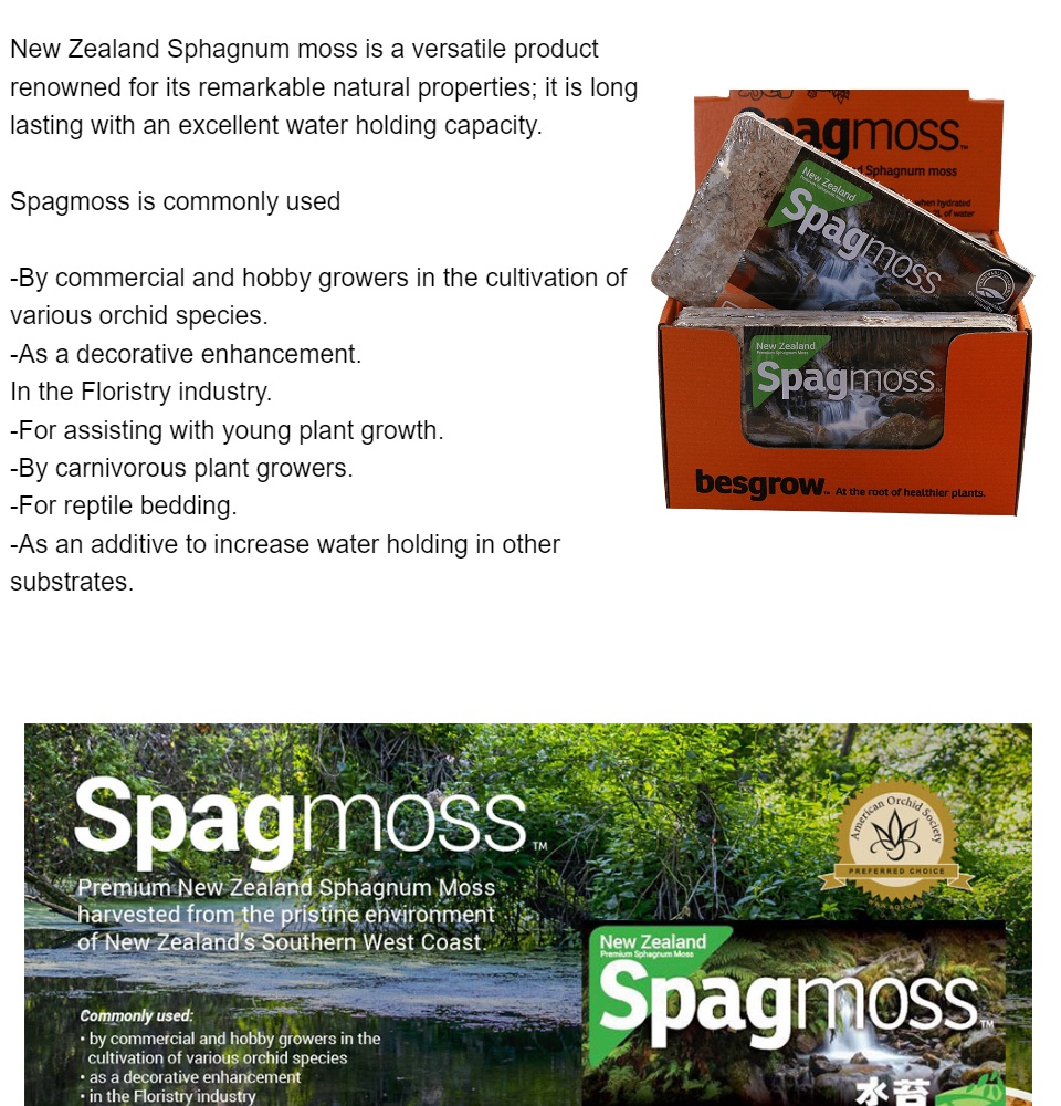 New Zealand Long Fiber Sphagnum Moss Briquettes 100g 8L Classic/AA Grade