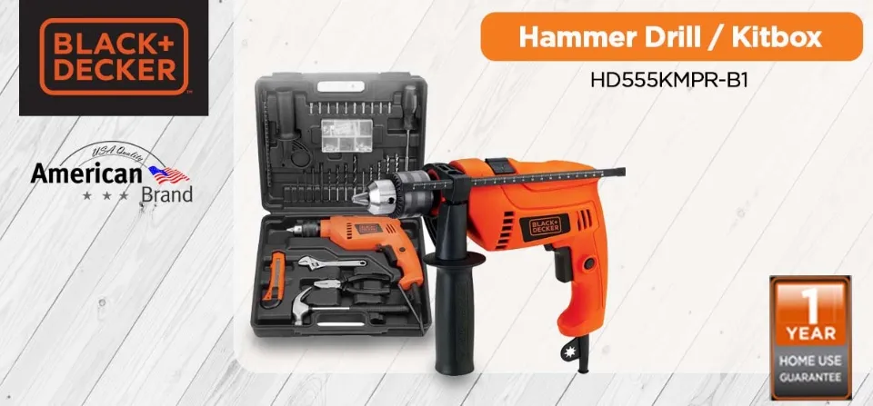 Black+Decker HD555K-B1 550W 13Mm Hammer Drill Kitbox - Power Tools, Start  Right, Start Here