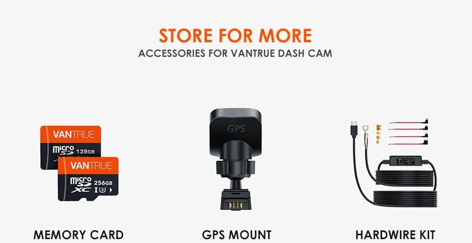 Vantrue N4, N2S, X4S, N1 Pro(2023), T3 Dash Cam GPS Receiver Module Type C  USB Port Car Suction Cup Mount for Windows and Mac