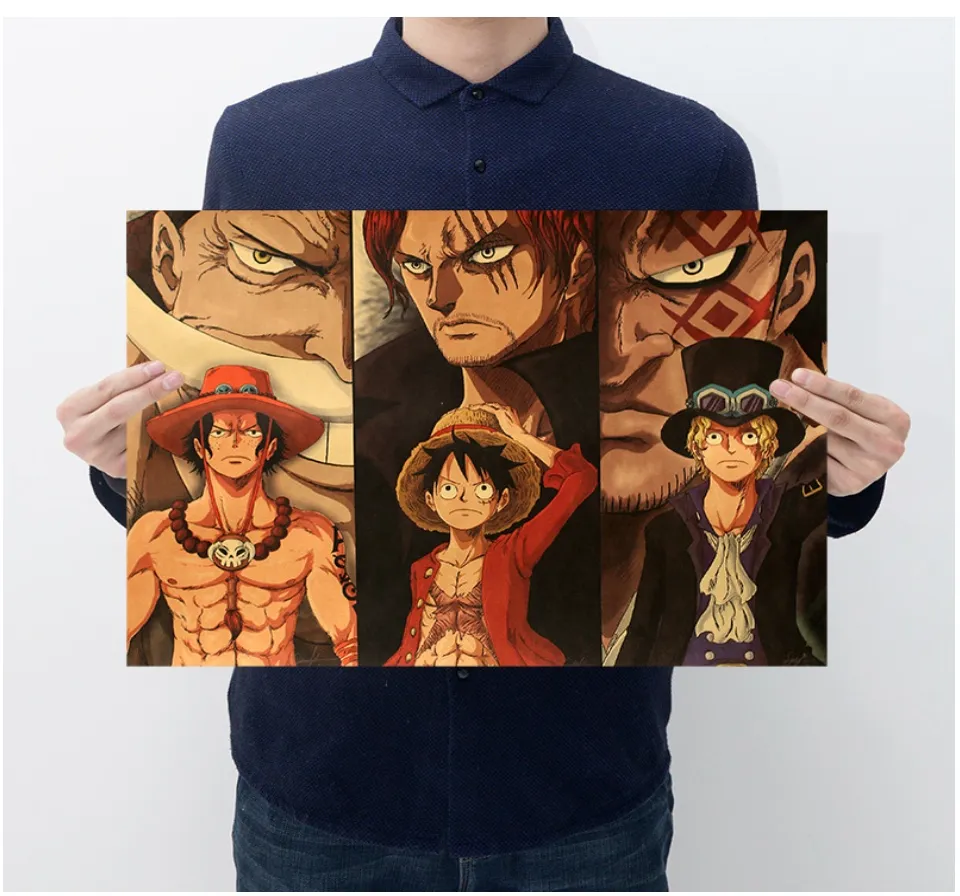 Tranh dán tường anime, Poster One piece 3 anh em Luffy, ACE, Sabo ...