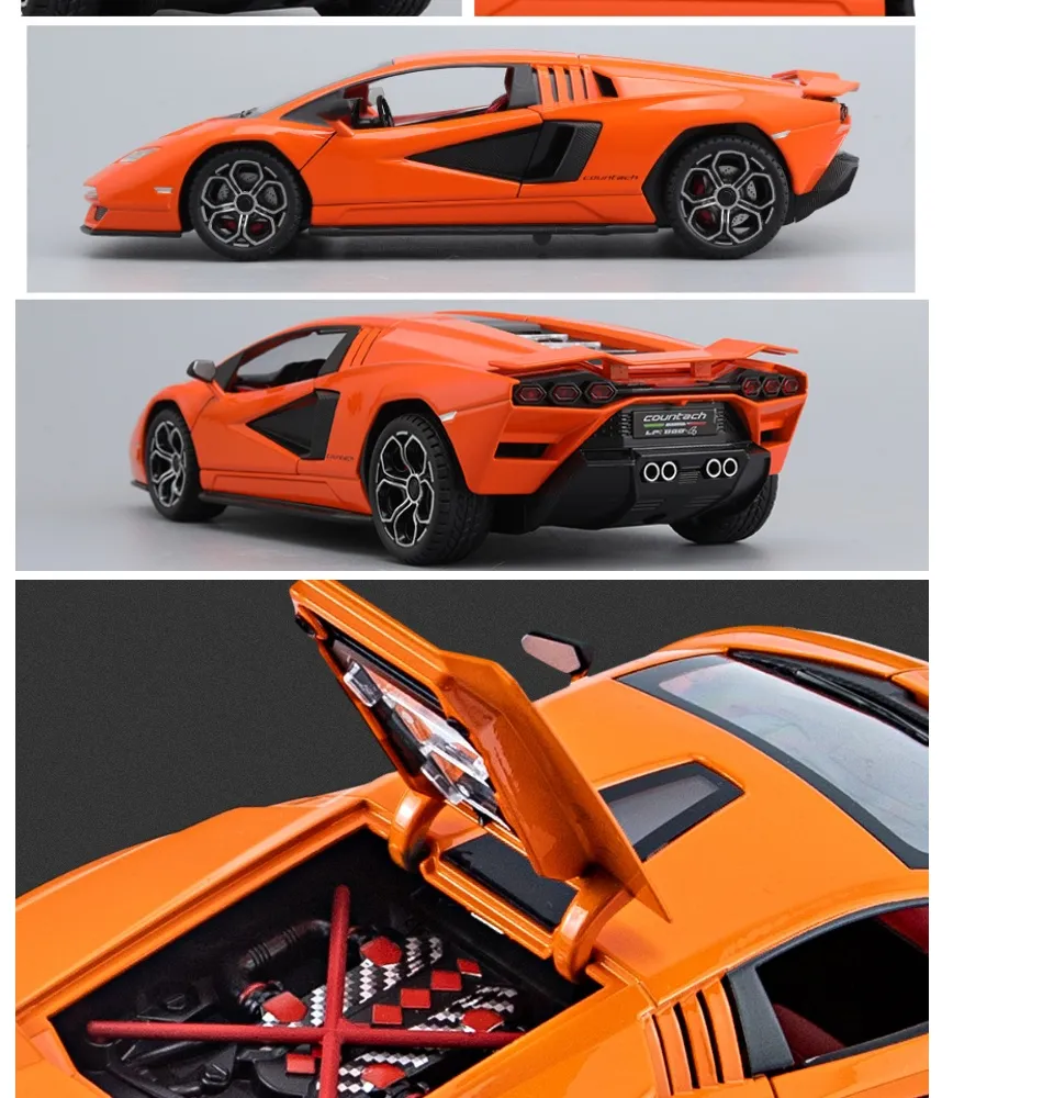 Xe ô tô mô hình Lamborghini Countach LPI 800-4 tỉ lệ 1:24 khung hợp kim mở  full cửa có đèn âm thanh cót chạy đà 