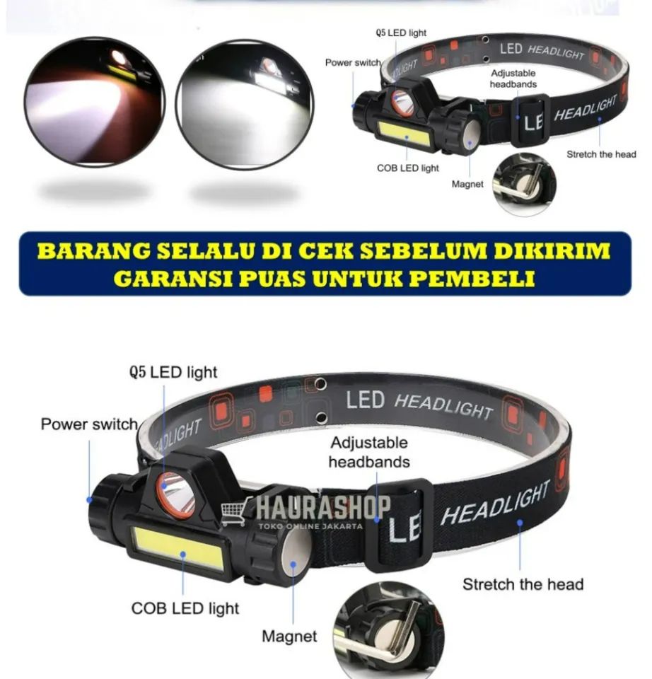 Promo Senter Kepala Cob Led Rechargeable Headlamp Led Super Terang