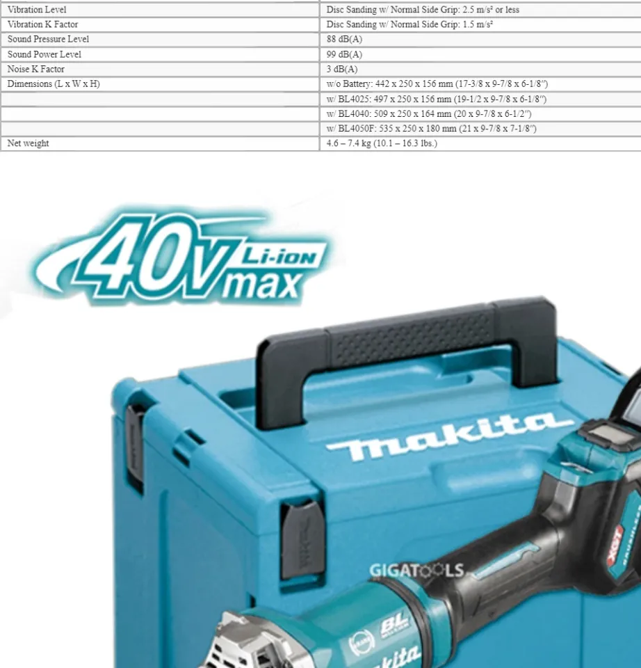 Makita GA038GM201 40V Cordless Brushless Angle Grinder 9 (XGT Series) [Set]