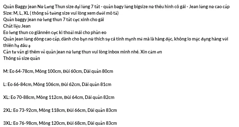 Quần jean baggy nữ big size lững lưng thun eo co giãn thêu Ngôi ...