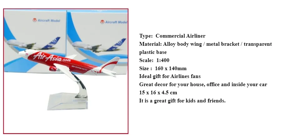 AIRASIA Airbus A320 Air Asia Alloy 16cm Alloy Airplane Model for Collection  Lazada