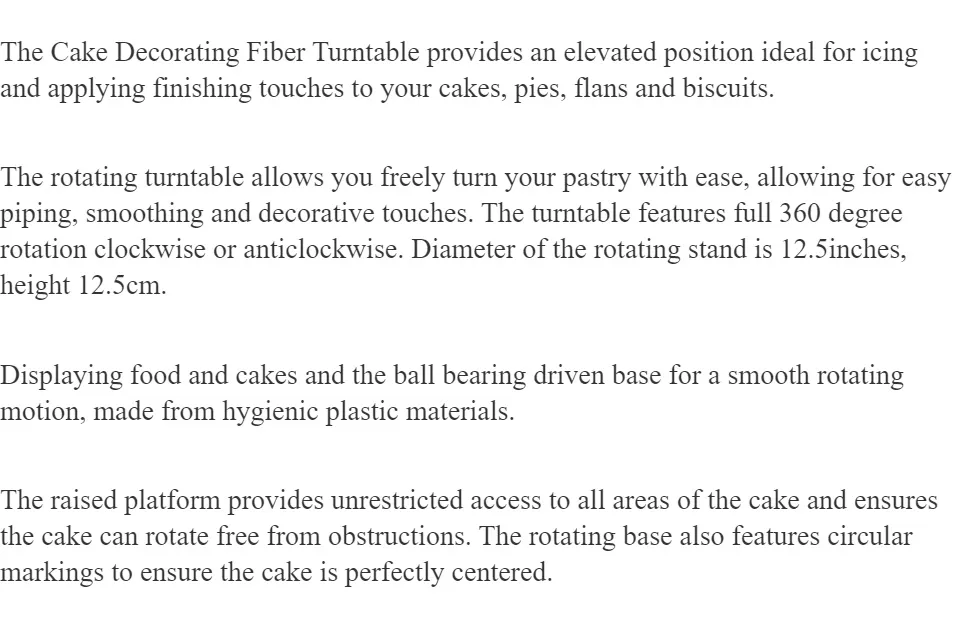 Cake Decorating Turning Table 12 - Cake Turntable - Heavy Duty