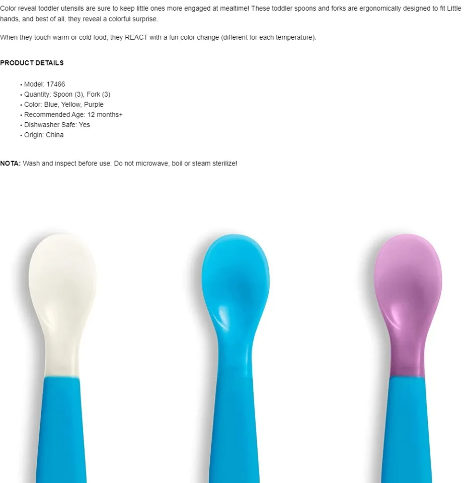 Munchkin Color Reveal Utensils, Toddler, 12 M+ - 6 utensils