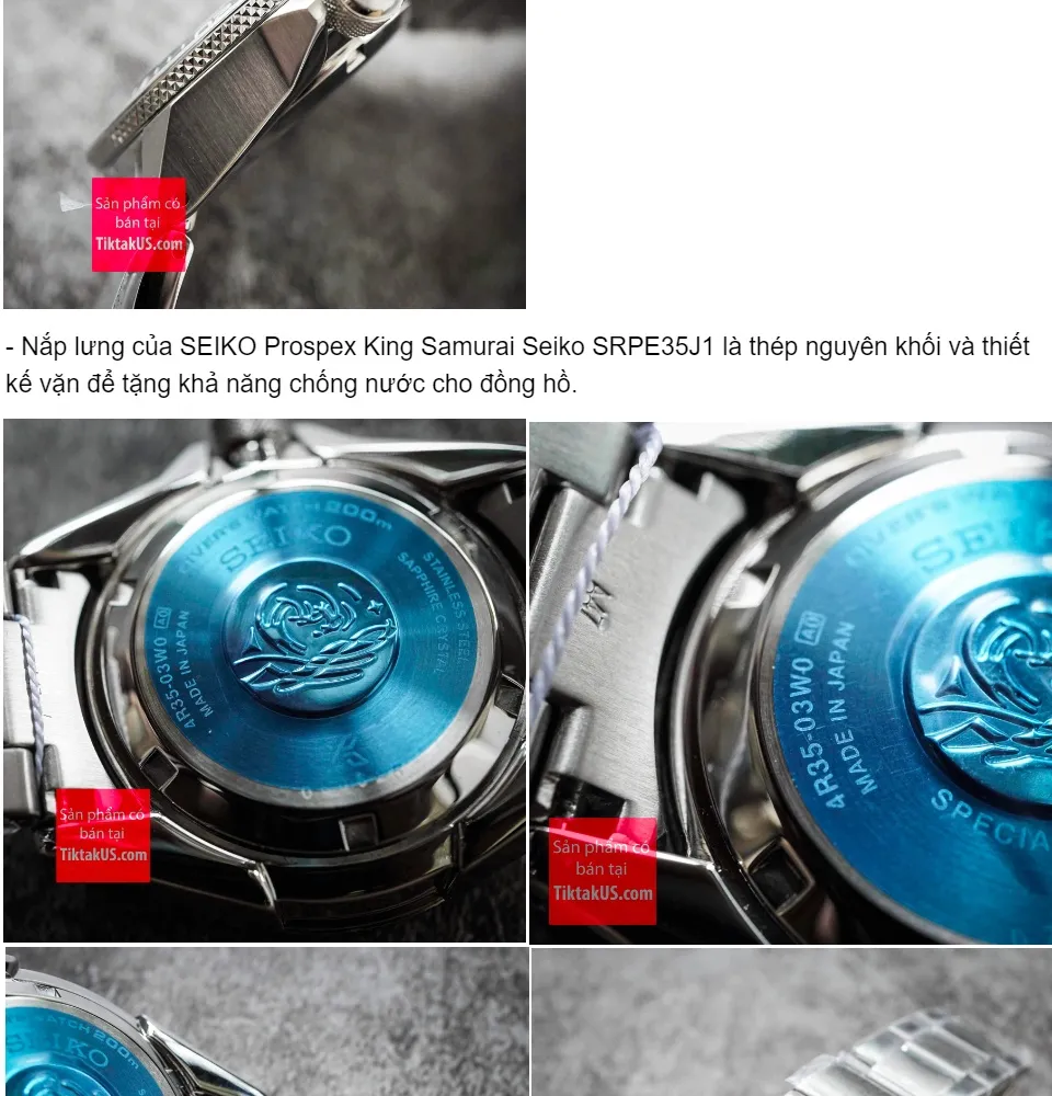 SEIKO King Samurai PROSPEX SRPE35J1 Made in Japan Đồng hồ nam Automatic  size 44mm dây thép vỏ thép không gỉ chống nước 200m kính sapphire bezel  Ceramic trữ cót 40 tiếng |