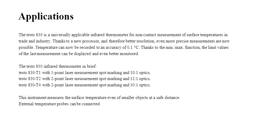 testo 830-T1 - Infrared thermometer with laser marking (10:1 optics)