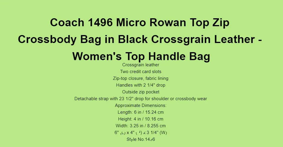 Coach 1496 Micro Rowan Crossbody Black – Balilene