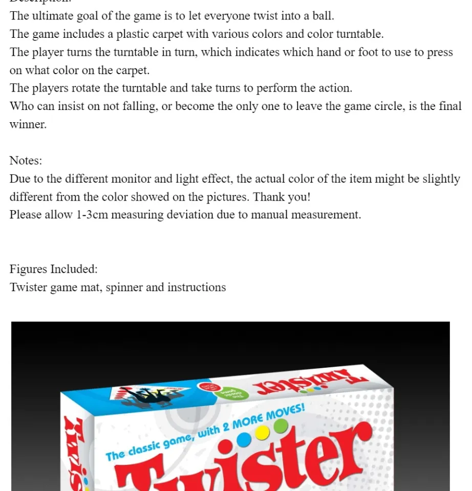 Twister Classic Family Game, Twister Game Body, Family Game Twist