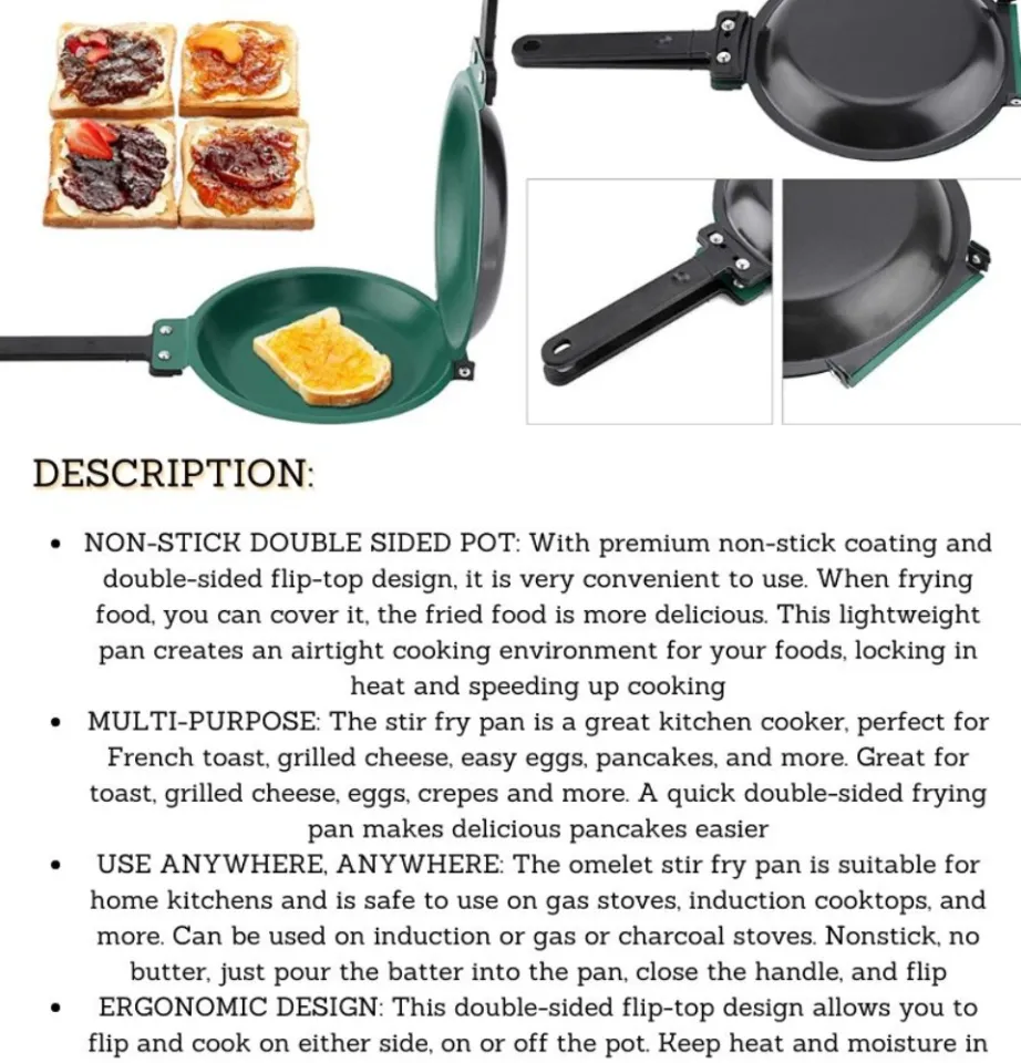 Non-Stick Double Sided Frying Pan Pancake Maker Bread Egg Pot