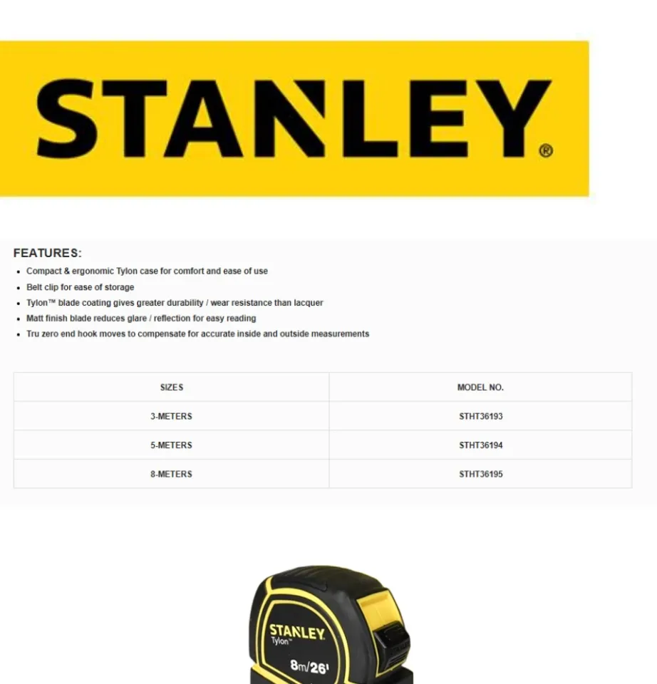 STANLEY® TYLON Tape Measure 5m BULK