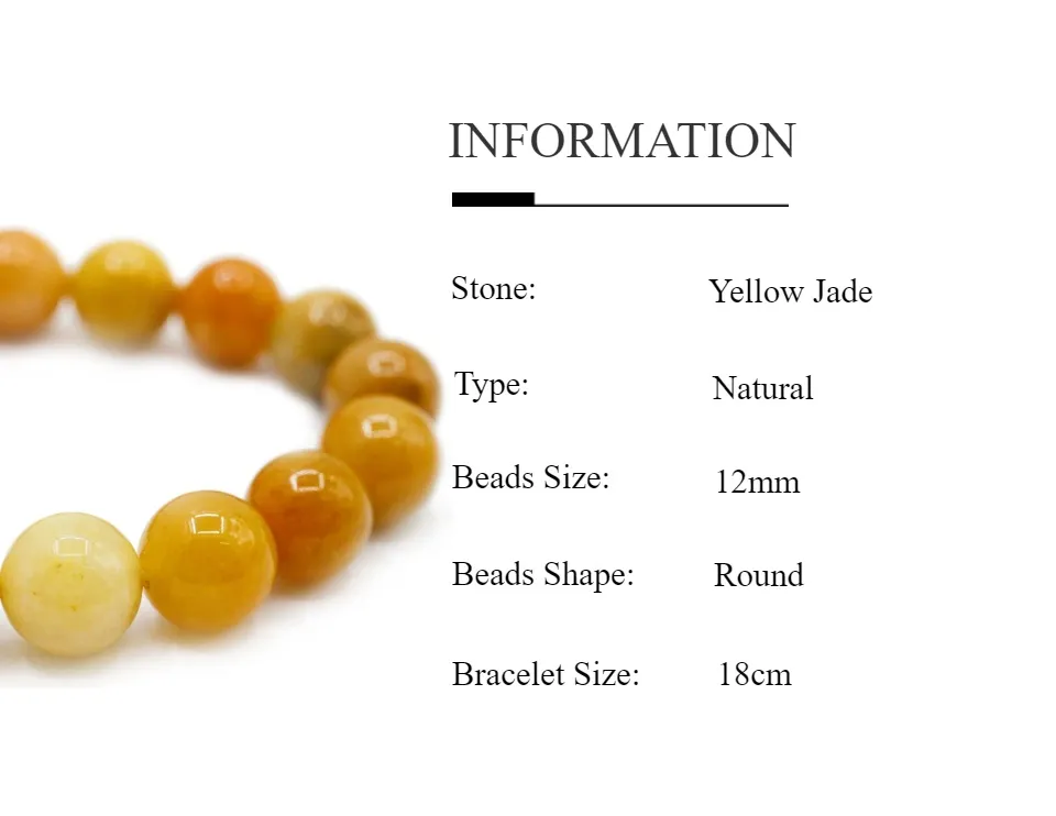 Yellow Jade Bracelet with Onyx 10 mm