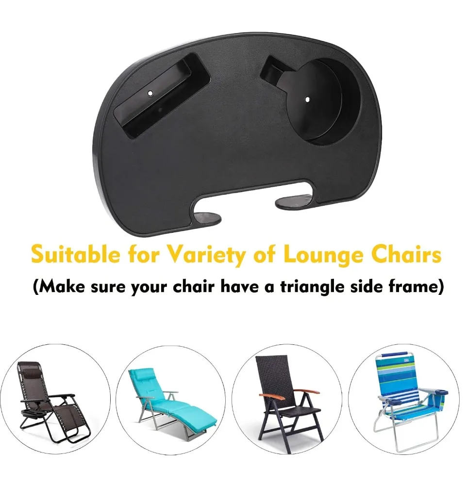 Foldable Reclining Chair Clip On Side Drink Cup Holder Outdoor Lounger