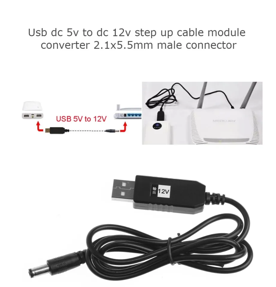 USB DC 5V to DC 12V Step up Cable Module Converter 2.1x5.5mm Male