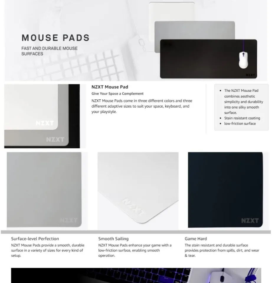 NZXT MXL900 Extra Large Extended Mouse Pad - White 
