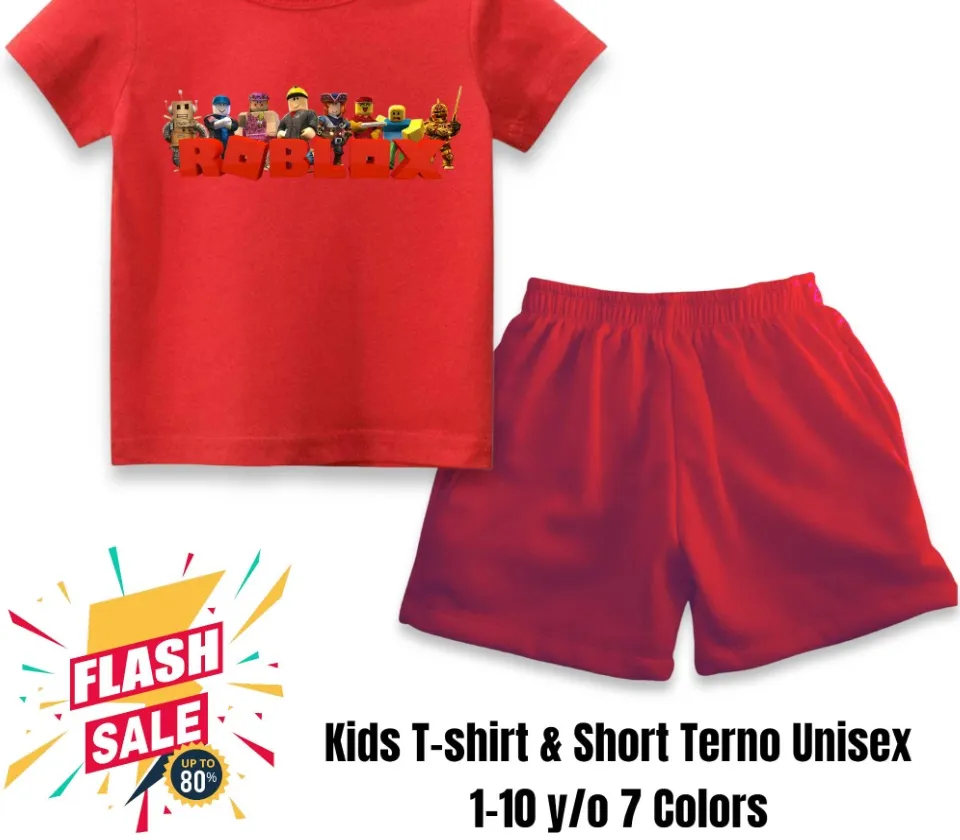 ROBLOX TSHIRT SHORT TERNO 7 COLORS UNISEX KIDS 1-10 YEARS OLD COTTON SUMMER  FASHION OOTD BABY KID TODDLER SET PRINTED TOP TOPS TEE TEES TSHIRT T-SHIRT  SHIRT BLOUSE SHORTS PANTS PAMBAHAY MALL