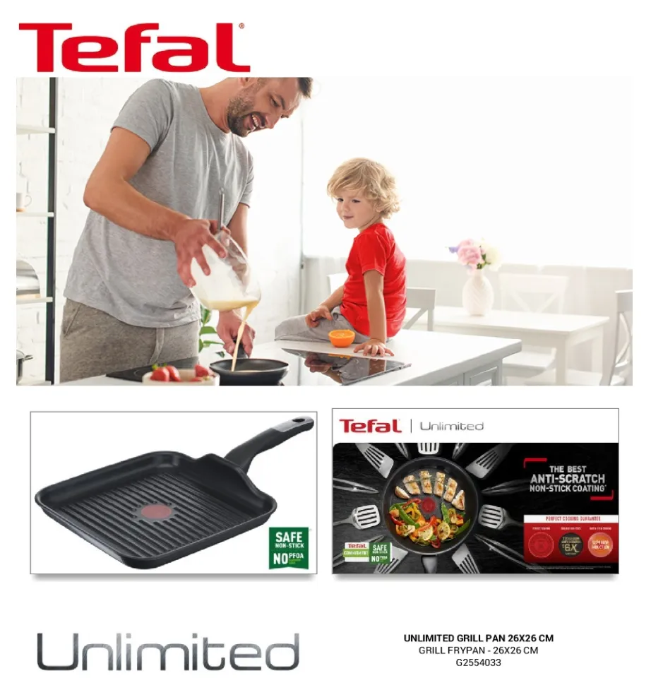 TEFAL g25540 UNLIMITED induction GRILL PAN 26X26 CM G2554033