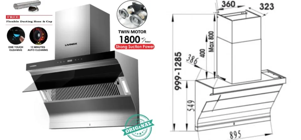 LIVINOX COOKER HOOD LCH-LAZULI-90SS (1800m3/h)