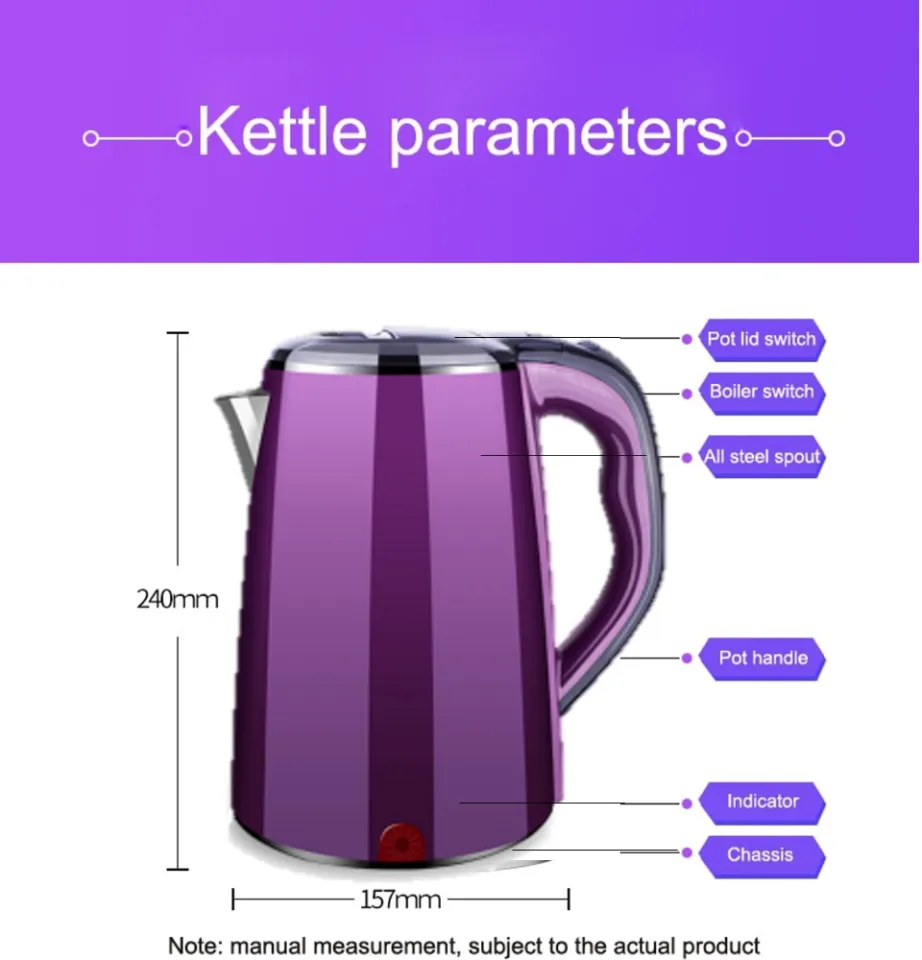 Electric Kettle Hot Water Pot Stainless Steel Chasis Heat Auto