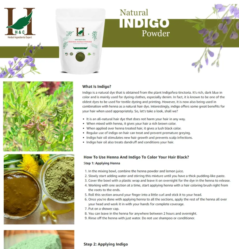100% Natural Indigo Powder Organically Grown 227g / 1/2 lb / 8 Ounces