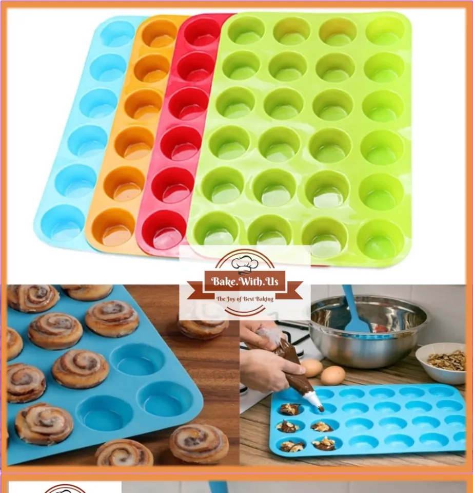 24 Cavity Bakeware Mini Muffin Cupcake Cup Silicone Mould Soap Cookies Pan  Tray