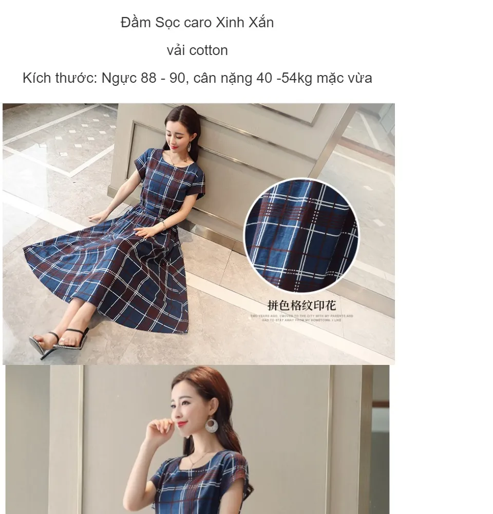 Đầm Xòe Cotton Dáng Dài Chun eo - Freesize 40 - 54kg | Lazada.vn