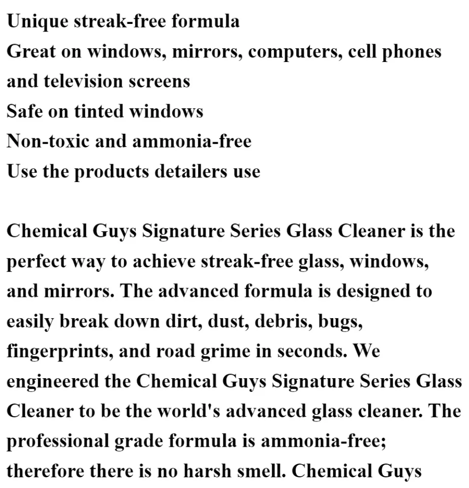 Chemical Guys Signature Series Glass Cleaner (Ammonia Free) -16oz