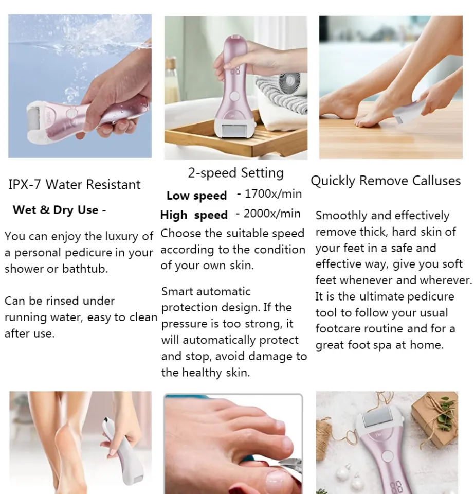Electric Callus Remover for feet, Rechargeable Foot File Hard Skin Remover,  Pedicure Tools kit for Cracked Heels Calluses and Dead Skin, 2 Speeds