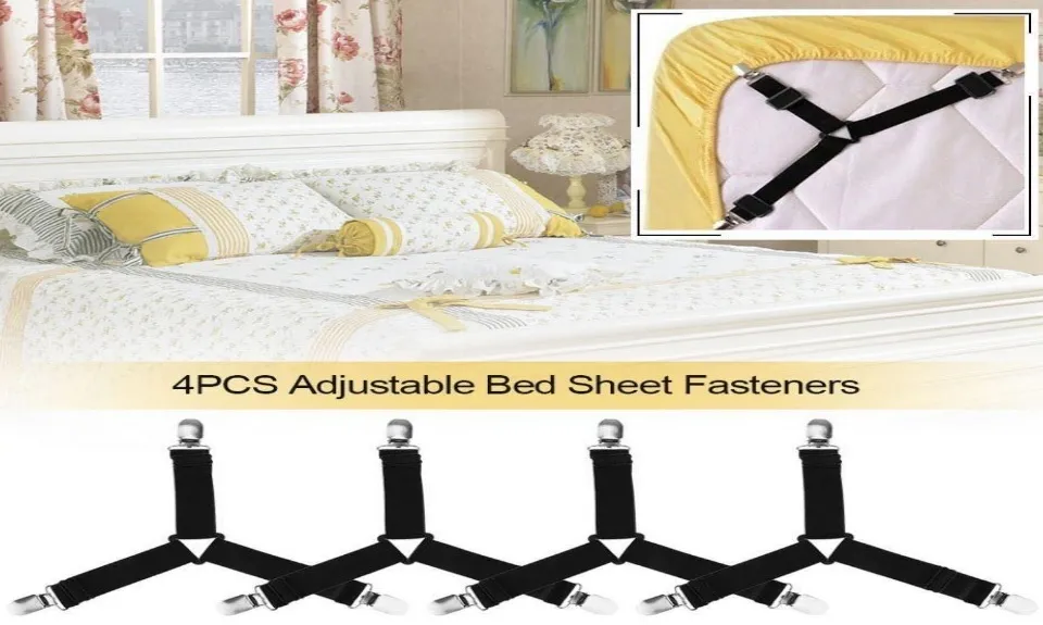 Bed Sheet Holder Straps, Adjustable Bed Sheet Fastener and Triangle Elastic  Mattress Sheet Clips Suspenders Grippers Fasteners Heavy Duty Keeping  Sheets Place for Bedding Mattress (4 PCS) 