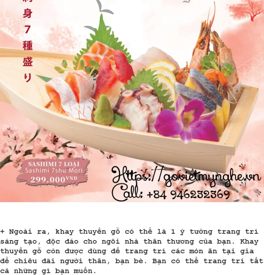 Sushi - Sashimi] Khay sushi sashimi gỗ khay thuyền gỗ trang trí ...