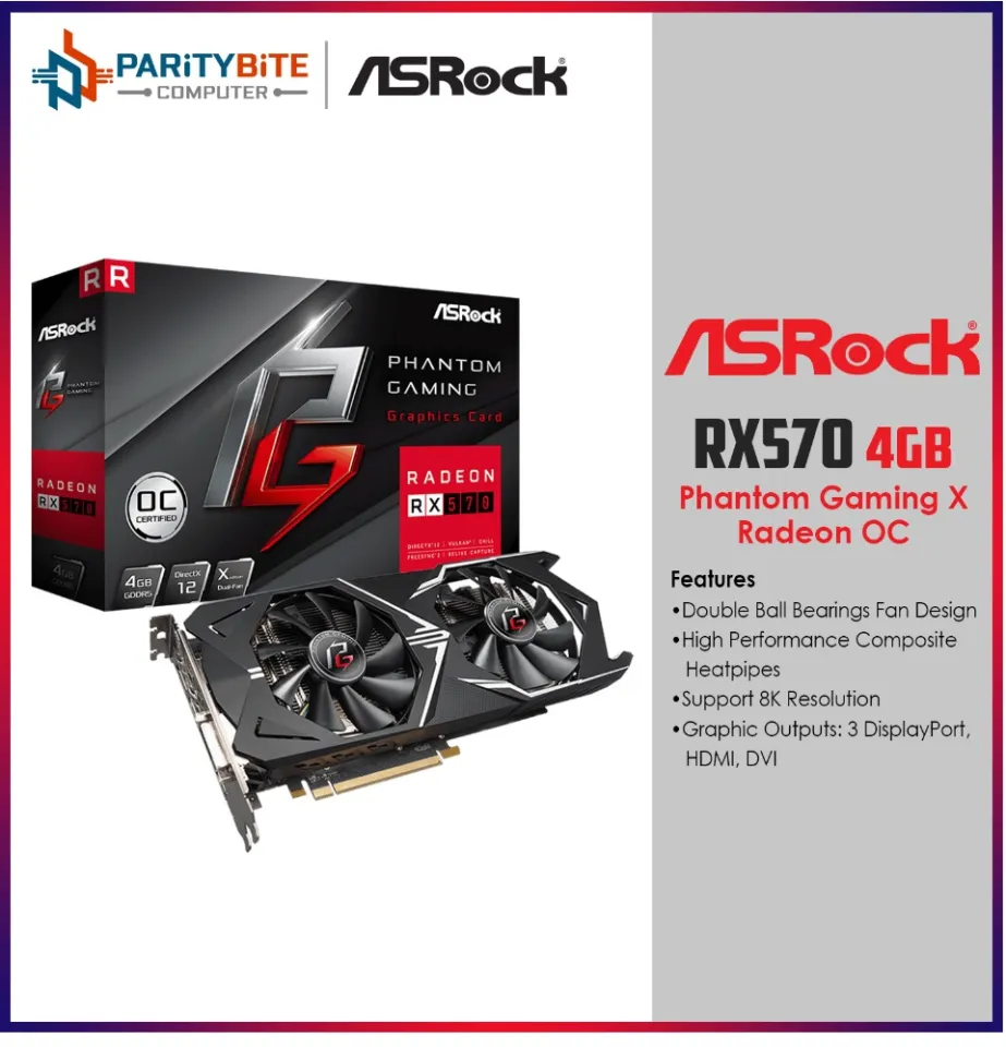 ASRock Phantom Gaming D Radeon RX570 4G GDDR5, Gaming Video Card