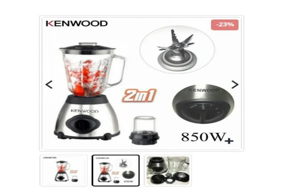 KENWOOD International Ice Crusher 2 in 1 Stainless Steel Blender 8 Knife  With Vegetables Juicer Blender Grinder Healthy Drink Maker KB-2728 - BLACK  Market