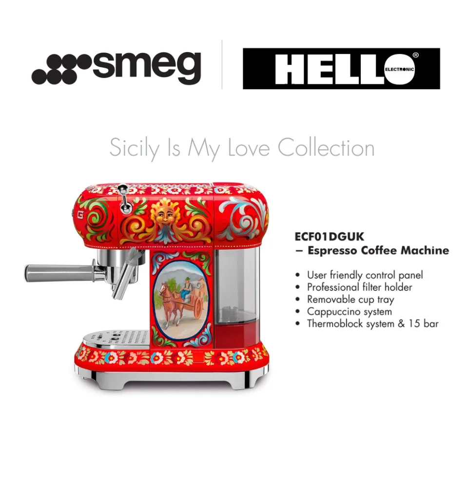 Smeg And Dolce&Gabbana Sicily is My Love Serie Expresso Manual Coffee  Machine ECF01DGUK | Lazada