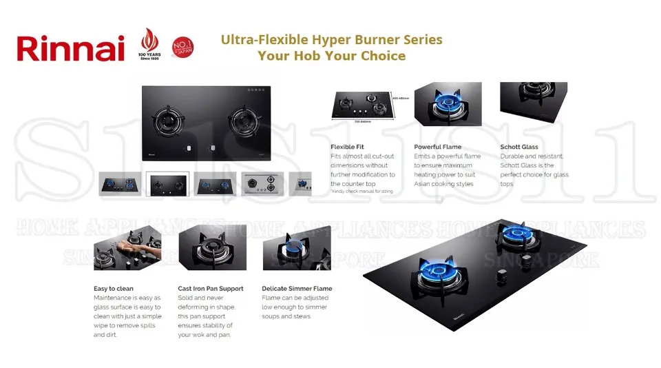 RINNAI RB92G 2 BURNER SCHOTT GLASS BUILT-IN GAS HOB - READY STOCKS u0026  DELIVER IN 3 DAYS | Lazada Singapore