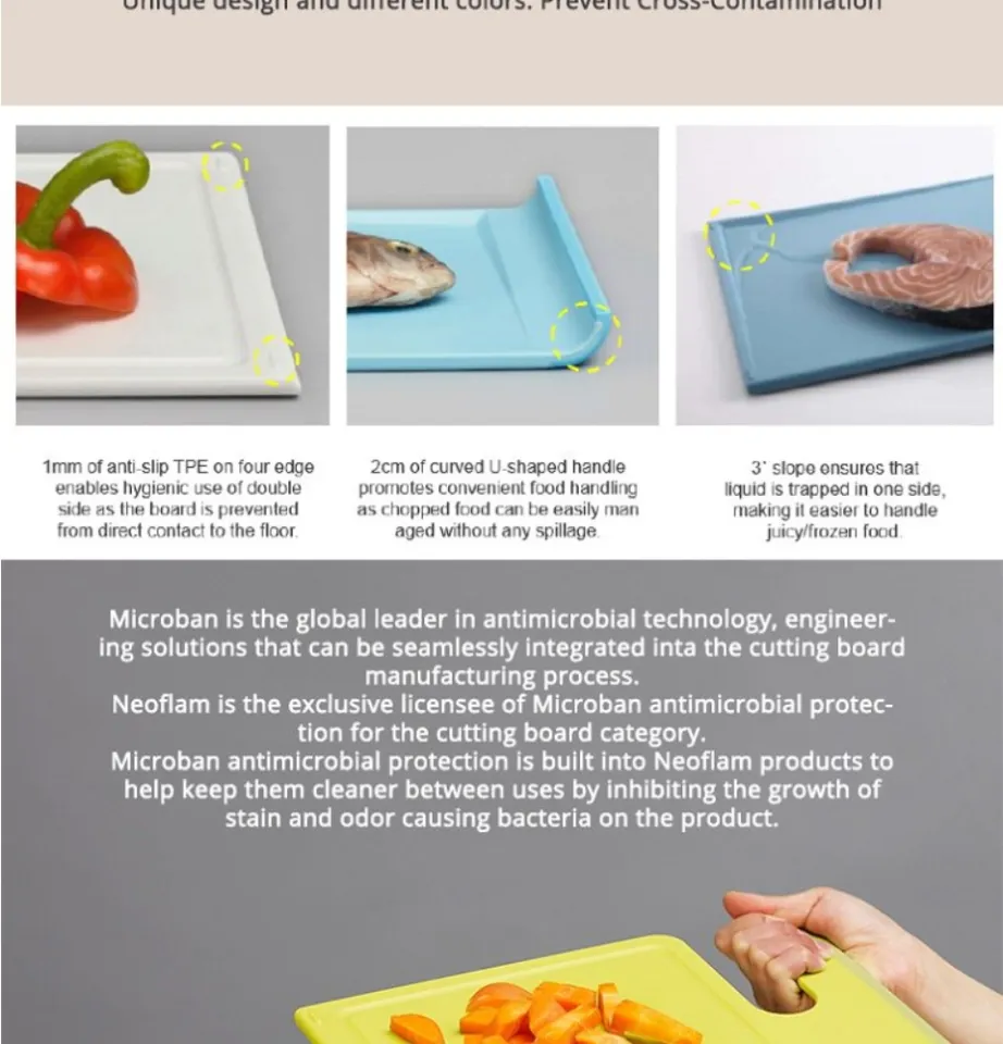 PULI Innovative Cutting Board Set with Microban Antimicrobial Protection 