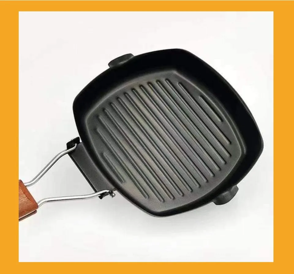 Grill Pan,4 Size Portable Nonstick Frying Pan for Steak, Fish and BBQ, 3.5  Mm Forged Deep Square Griddle Pan with Easy Grease Draining, Filter,  Folding Handle Induction Skillets