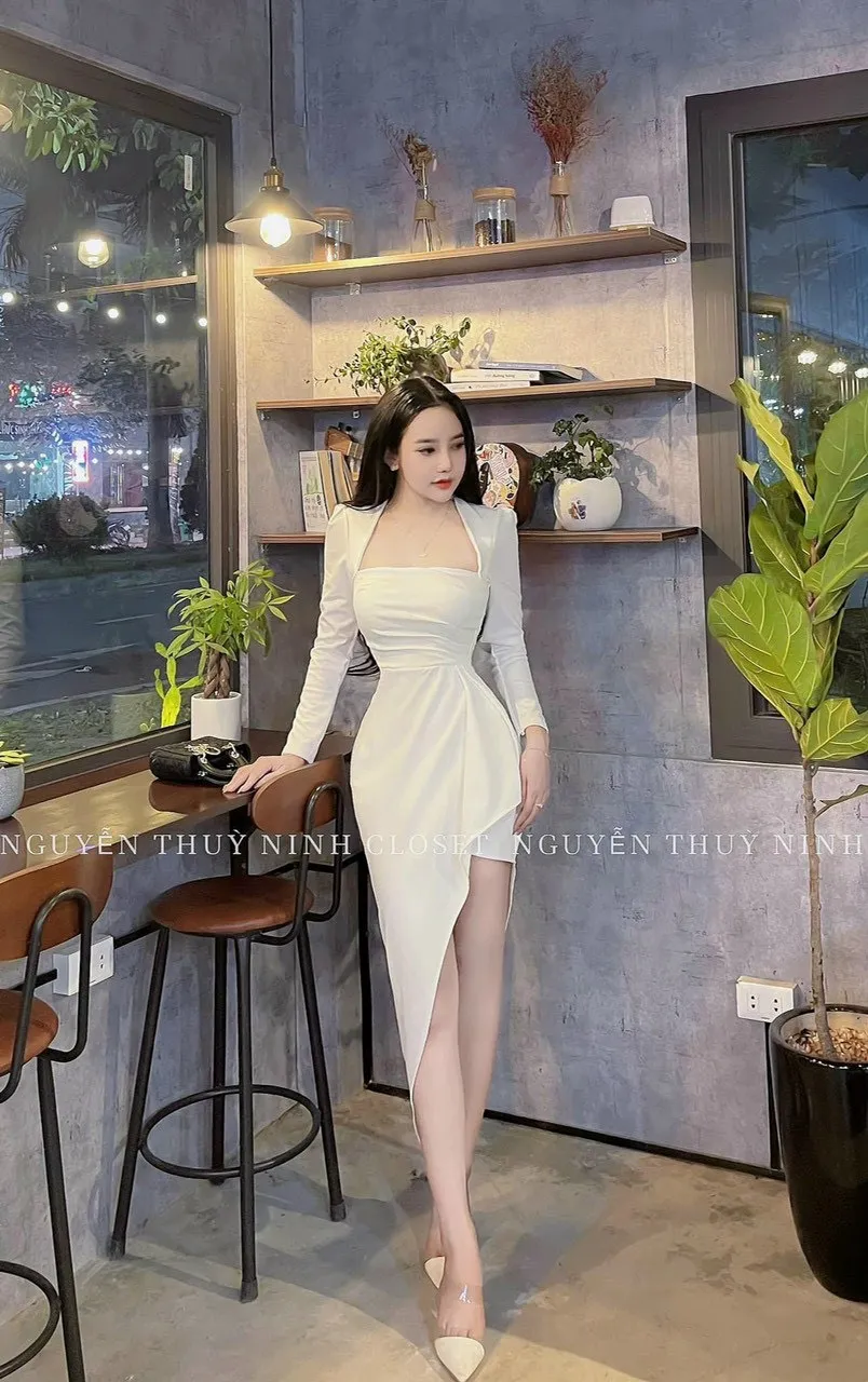 Váy đầm nữ dáng ôm body cổ tây bèo hông tay dài cực xinh và không kém phần sang chảnh, sản phẩm hottrend 2023
