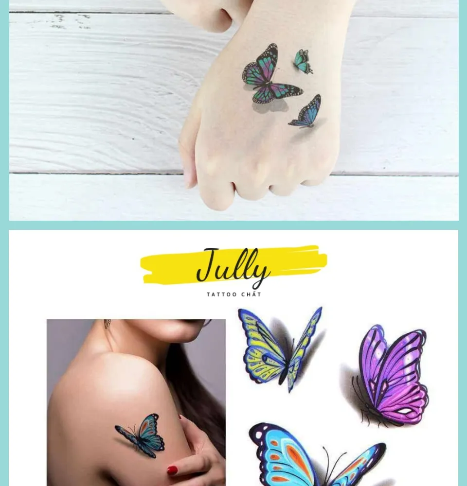 hình xăm dán bướm 3D mini cho nữ JULLY Tattoo chất (kích thước 10 ...