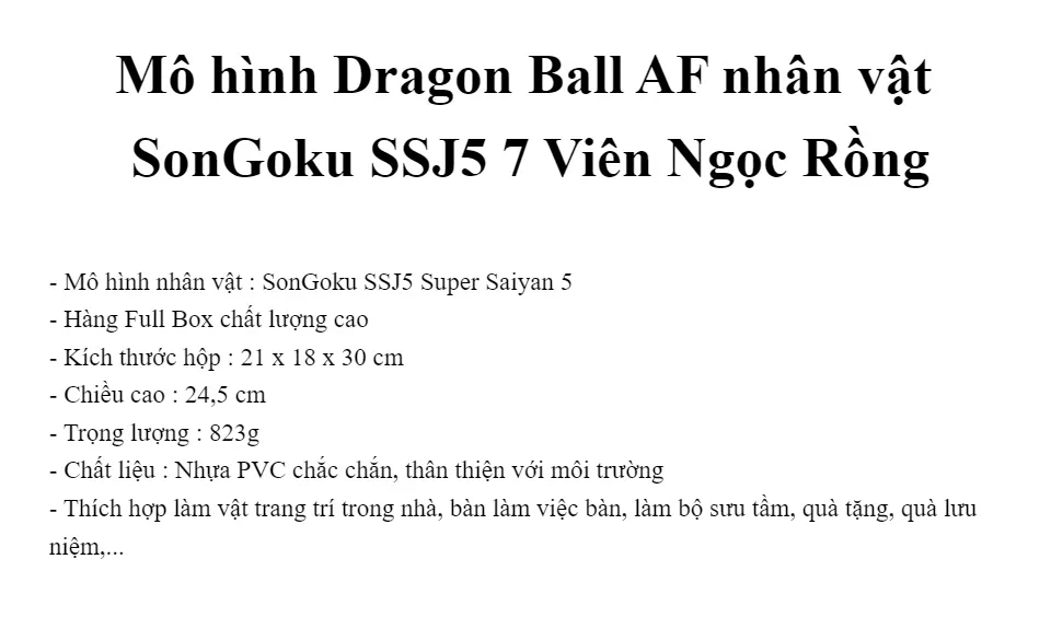 Mô Hình Dragon Ball Af Nhân Vật Songoku Ssj5 Trong 7 Viên Ngọc Rồng |  Lazada.Vn