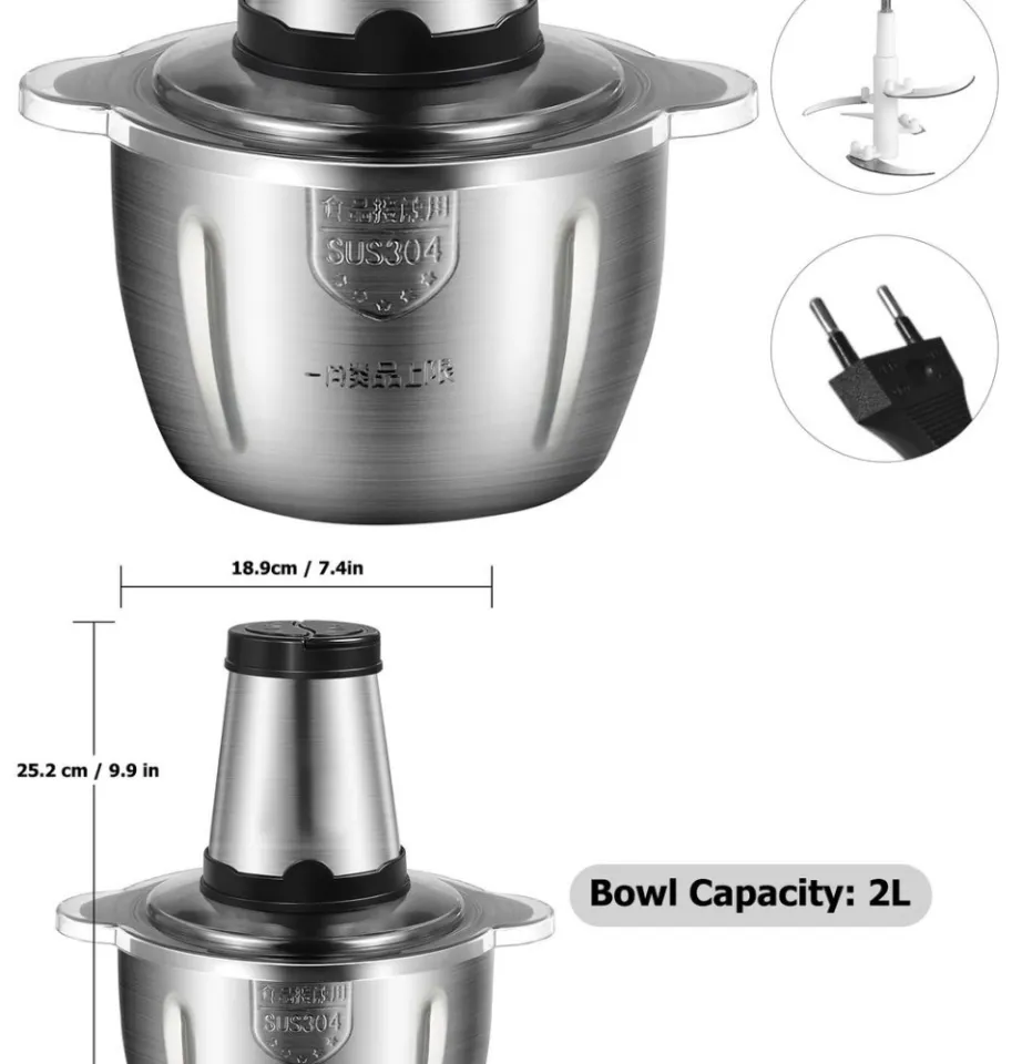 Buy Wholesale China 2l Stainless Steel Small Vegetable Mixer Multi-function  Mini Electric Meat Chopper & Food Chopper Vegetable Chopper at USD 16.99