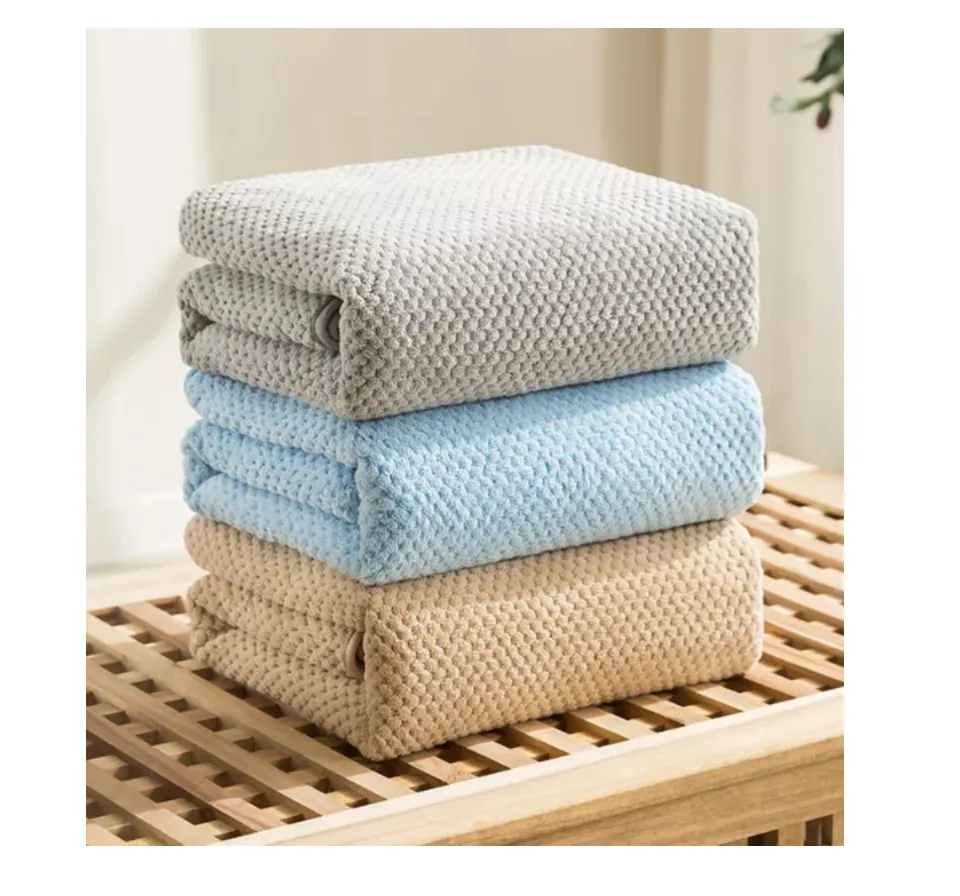 Japanese Style Waffle Weave Bath Towel Coral