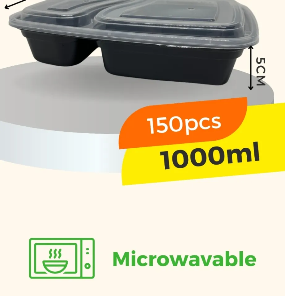 1000ml Clear Rectangle Microwavable Container with Lid 300pcs per Cart –  Dragonfly Packaging