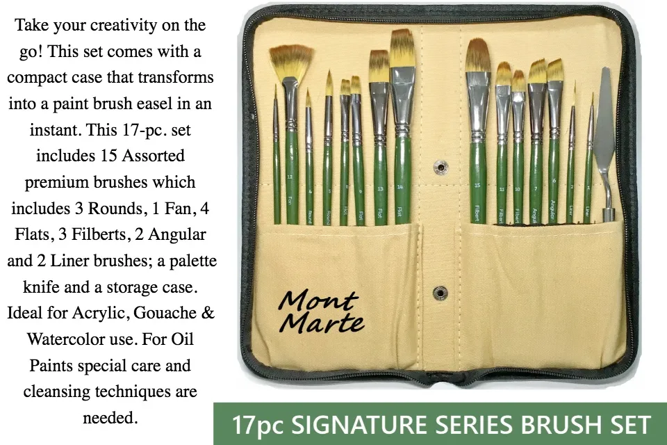Gouache Paintbrush Set - Mont Marte Signature  Gouache paint set, Paintbrush  set, Oil paint brushes