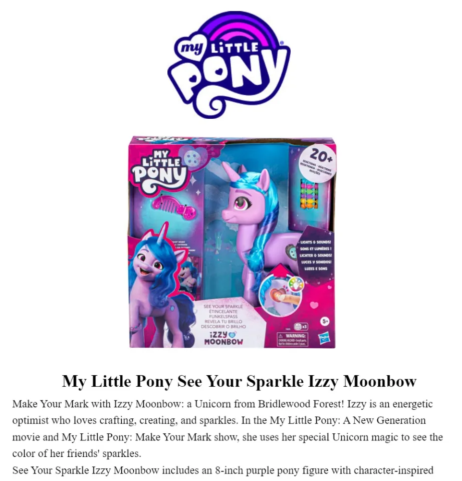 Comprar My Little Pony Izzy Moonbow revela o seu brilho de Hasbro