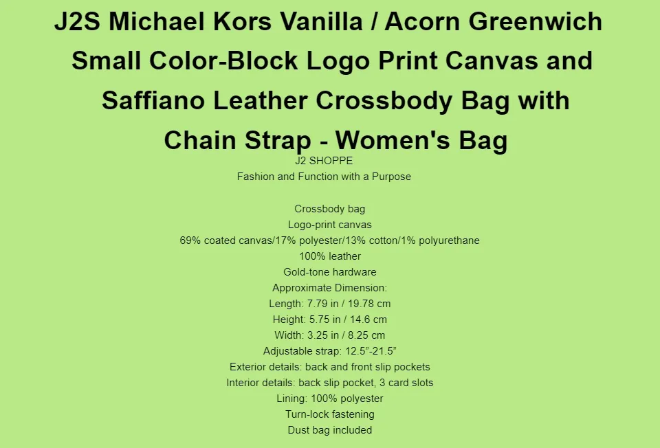 Michael Kors Women's Greenwich Small Color-Block Logo and Saffiano Leather Crossbody  Bag - Vanilla/Acorn 